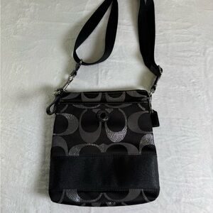 Coach Black and Gray Signature Messenger Bag